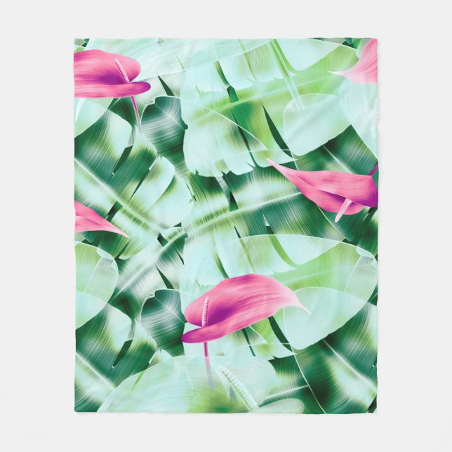 Seamless tropical leaves pattern background, retro fleecefilt (Framsidan)