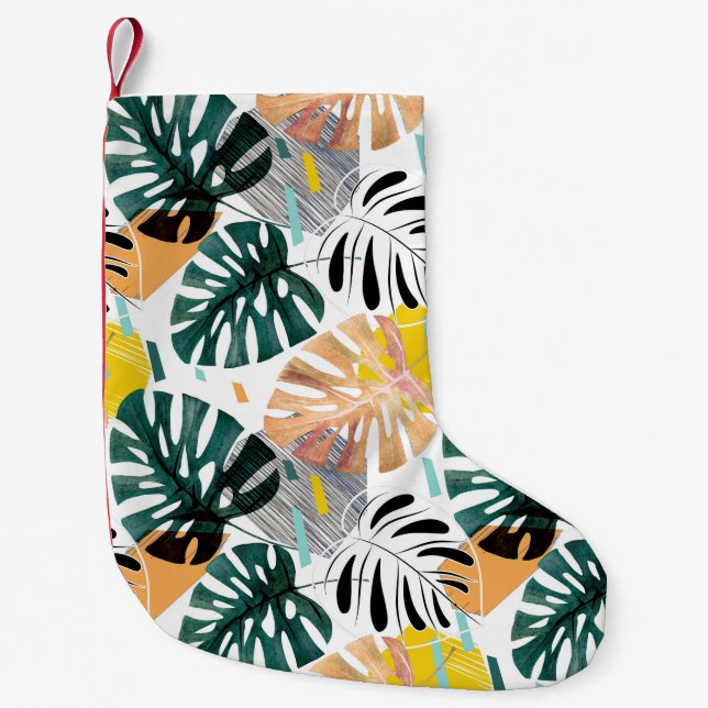 Seamless tropical pattern. Green leaves of a palm  Liten Julstrumpa (Framsidan)