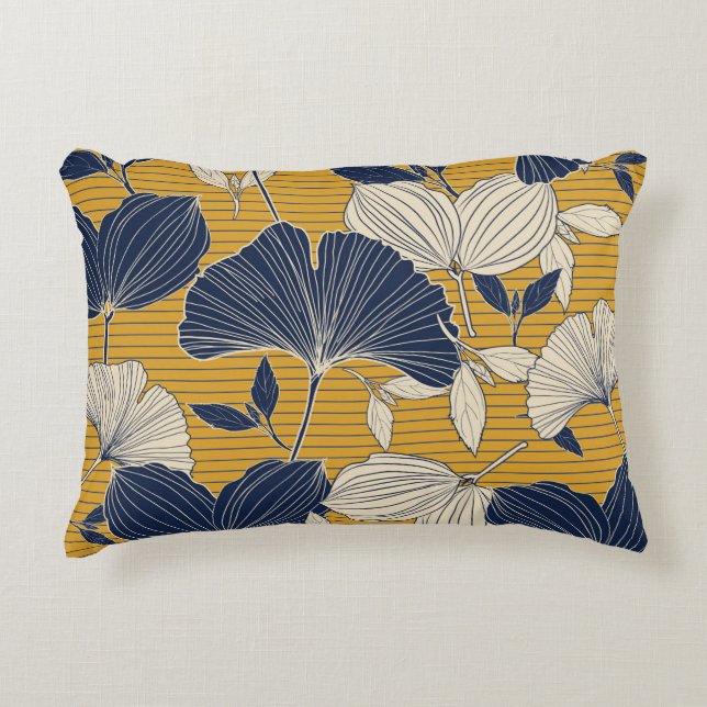 Seamless tropical plant and leaf pattern backgroun prydnadskudde (Framsidan)