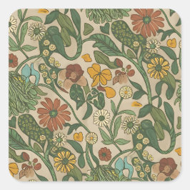 Seamless vintage botanical pattern  fyrkantigt klistermärke