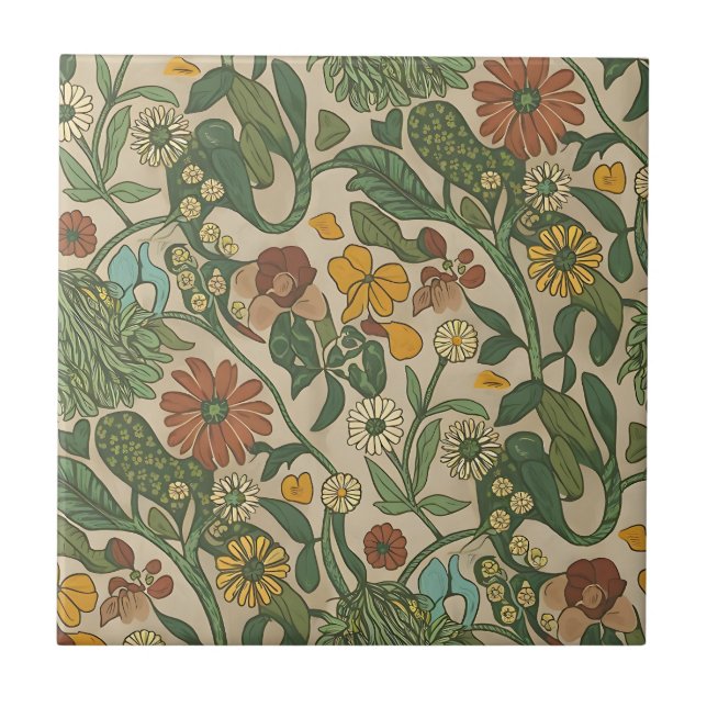 Seamless vintage botanical pattern  kakelplatta (Framsidan)