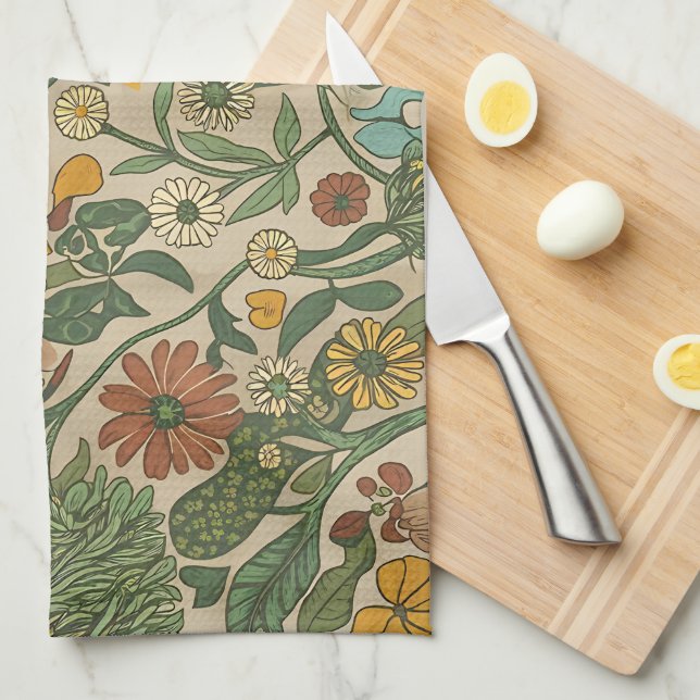 Seamless vintage botanical pattern  kökshandduk (Vikt i Fjärdedel)