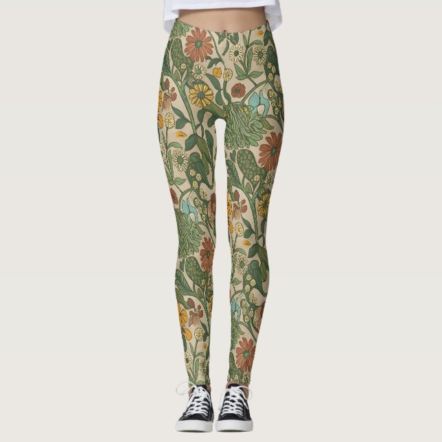 Seamless vintage botanical pattern  leggings (Framsida)