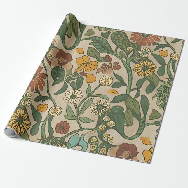 Seamless vintage botanical pattern  presentpapper (Utrullad)