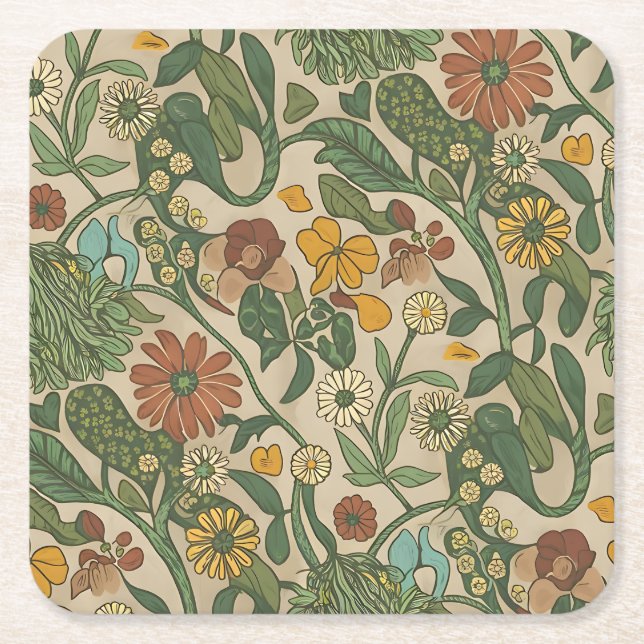 Seamless vintage botanical pattern  underlägg papper kvadrat (Framsidan)