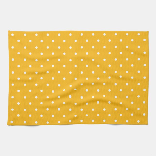 Seamless yellow-orange  polka dot  pattern  kökshandduk (Horisontell)