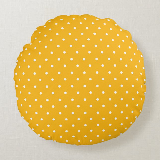 Seamless yellow-orange  polka dot  pattern  rund kudde (Framsidan)