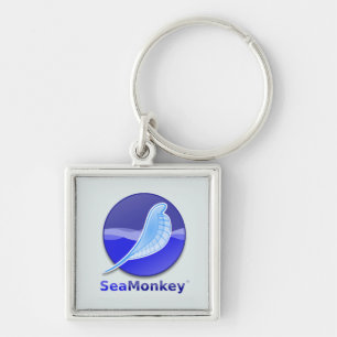 SeaMonkey textlogotyp Fyrkantig Silverfärgad Nyckelring