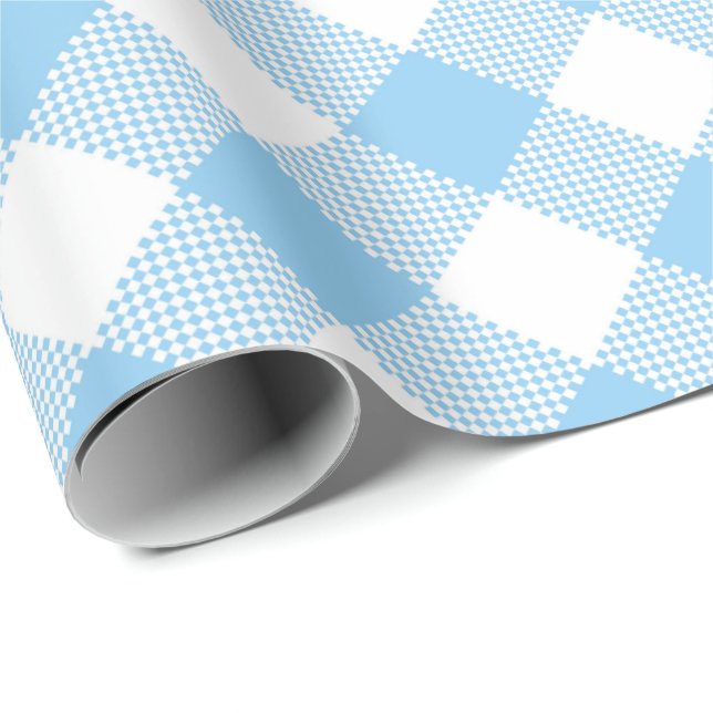 Seams Match: Blue n White Gingham Wrapping Papper Presentpapper (Rullad Hörn)