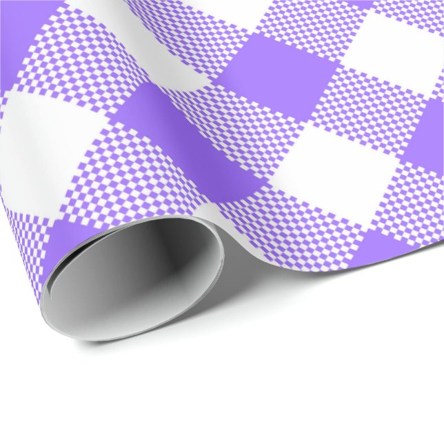 Seams Match: Lila n White Gingham Wrapping Papper Presentpapper (Rullad Hörn)