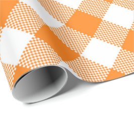 Seams Match: Orange n White Gingham Wrapping Pappe Presentpapper