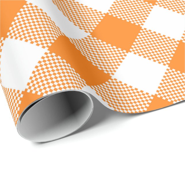 Seams Match: Orange n White Gingham Wrapping Pappe Presentpapper (Rullad Hörn)