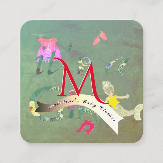 Seamstress Barnkläders Business Fyrkantigt Visitkort (Framsida)