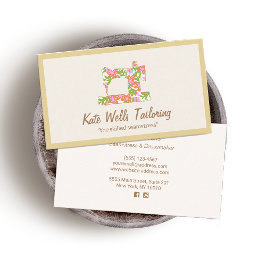 Seamstress Blommigt Sewing Maskin Visitkort