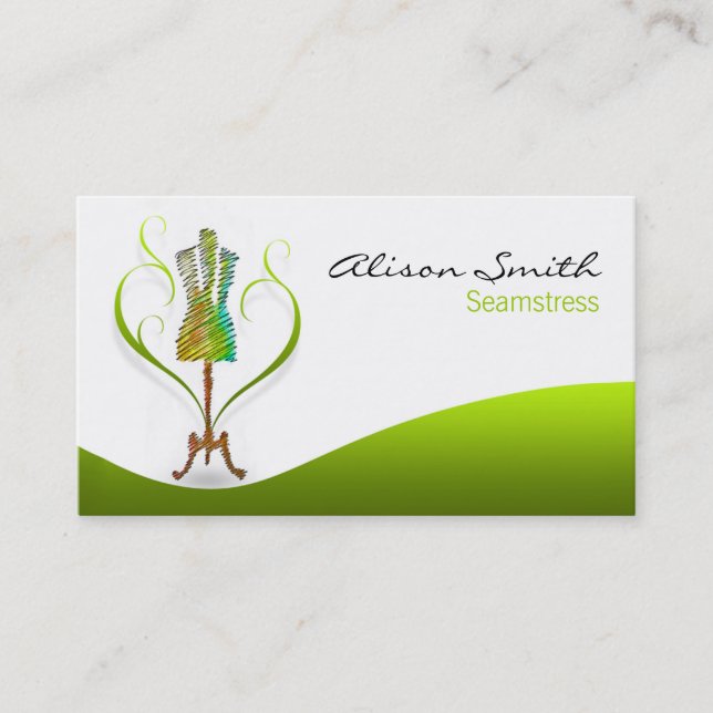 Seamstress business card visitkort (Framsida)