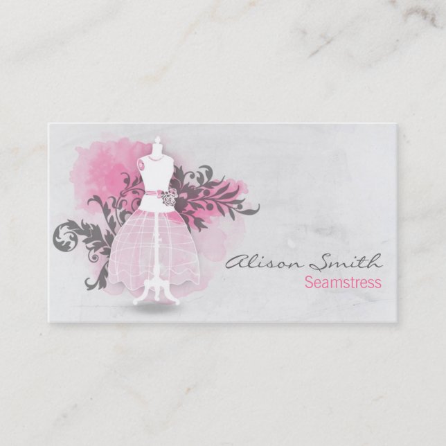 Seamstress business card visitkort (Framsida)