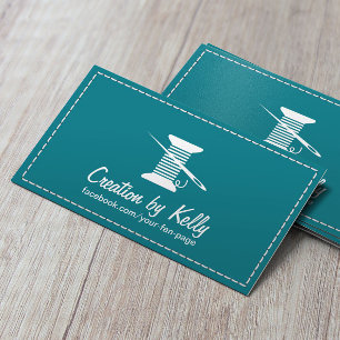 Seamstress Crafter Dressmaker Sewing Plain Teal Visitkort