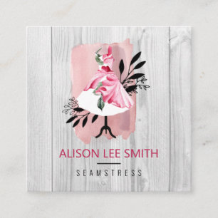 Seamstress Hand sewn Dressmaker Square Business Ca Fyrkantigt Visitkort