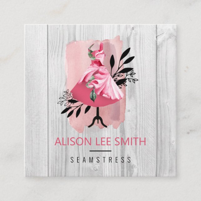 Seamstress Hand sewn Dressmaker Square Business Ca Fyrkantigt Visitkort (Framsida)