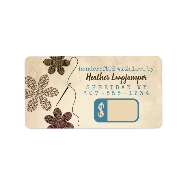 Seamstress kor stygn blommor broidery pris adressetikett (Framsidan)