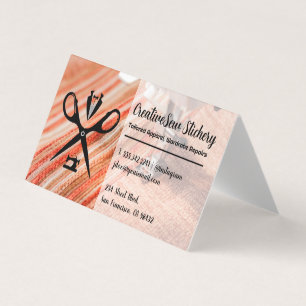 Seamstress-Logotyp Sewn Fabric Visitkort