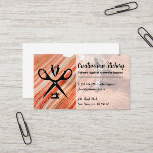 Seamstress-Logotyp Sewn Fabric Visitkort