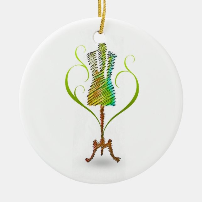 Seamstress mannequin / Dressmaker Mannequin Julgransprydnad Keramik (Framsidan)