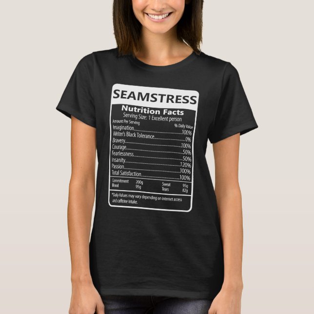 SEAMSTRESS Nutrition Facts Sarkastic Graphic T Shirt (Framsida)