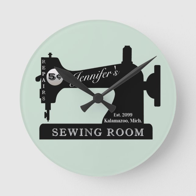 Seamstress Quilter Sewing Gift Sewing Maskin Rou Rund Klocka (Framsida)