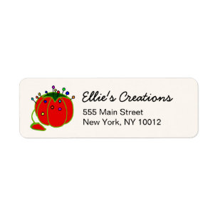 Seamstress Red Pin Cushion Seamstress-etikett Returadress Etikett