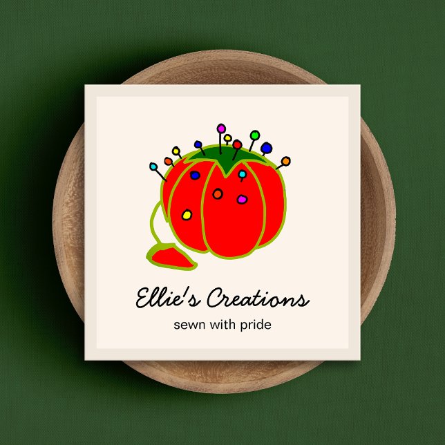 Seamstress Red Pin Cushion Seamstress Fyrkantigt Visitkort (Skapare uppladdad)