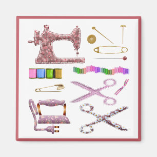 Seamstress Sewing Maskin Scissor Tailor Tailor Magnet