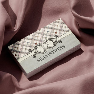 Seamstress Sewing Studio Decorated Button Card Visitkort