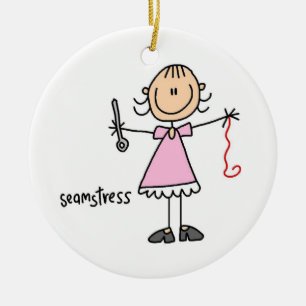 Seamstress Stick figur Julgransprydnad Keramik