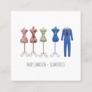 Seamstress Tailor Sewing Fyrkantigt Visitkort