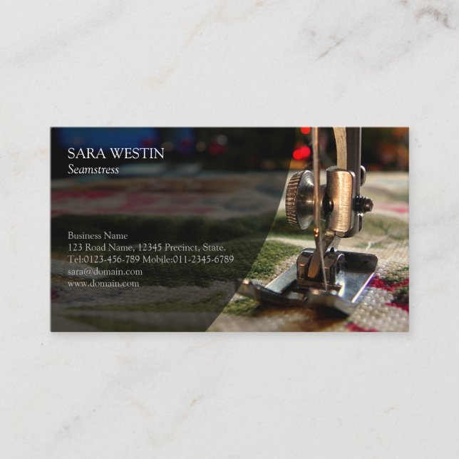 Seamstress Tailor Sewing Visitkort (Framsida)