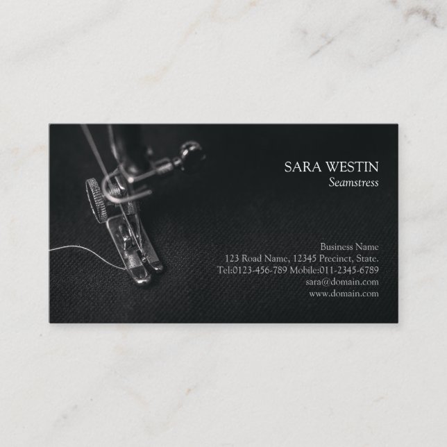 Seamstress Tailor Sewing Visitkort (Framsida)