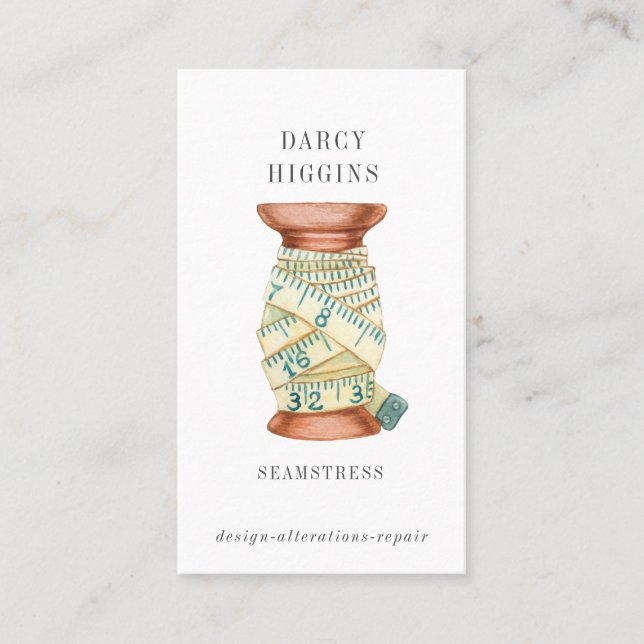 Seamstress Tailor Spool som mäter band Business Ca Visitkort (Framsida)