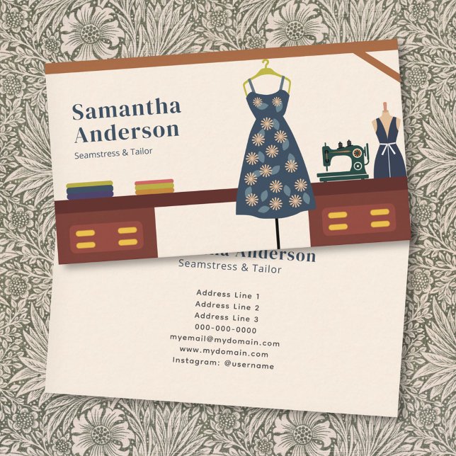 Seamstress & Tailor Visitkort (Seamstress & Tailor Business Card)