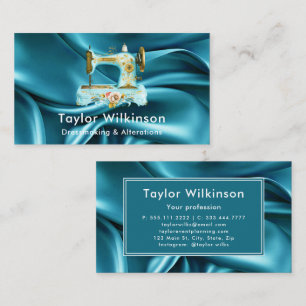 Seamstress Teal Blue Maskin Visitkort