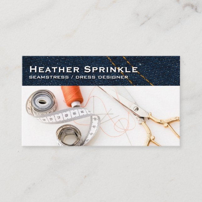 Seamstress Verktyg | Jean Byxor Visitkort (Framsida)