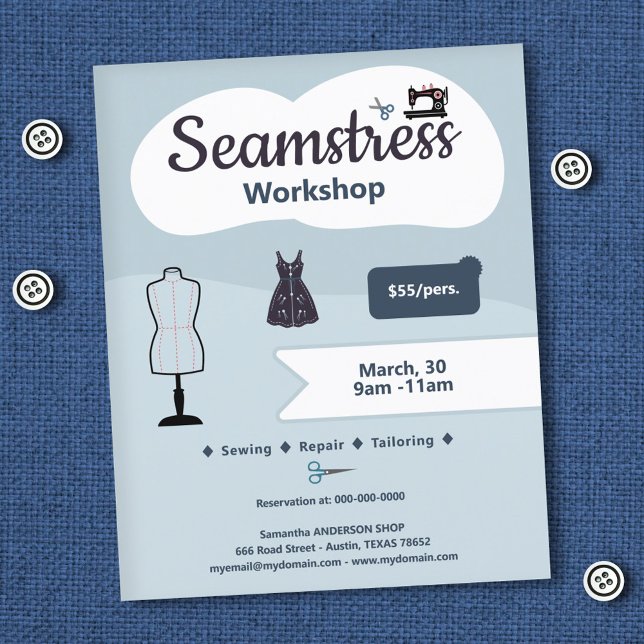 Seamstress Workshop Flygblad (Seamstress Workshop Flyer)