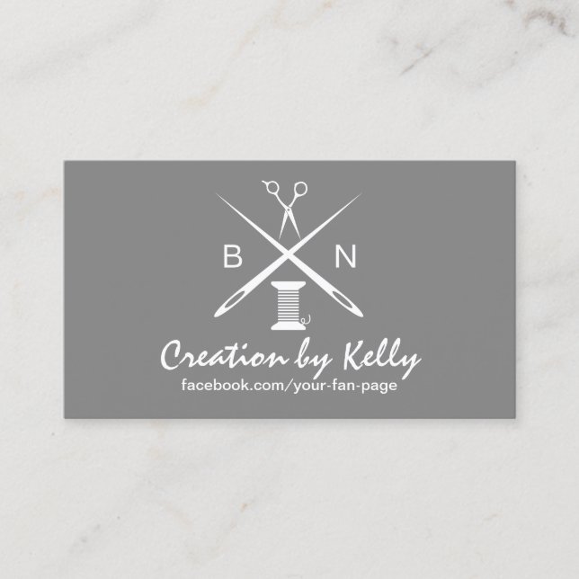 Seamstresssömnadnålar & flott silver för trådar visitkort (Framsida)