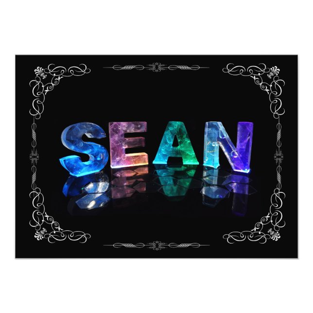 Sean - Namn Sean i 3D Ljus (fotografi) Fototryck (Framsidan)
