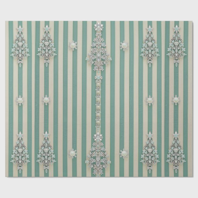Seaoam Striped Crystal Trees Presentpapper (Platt)