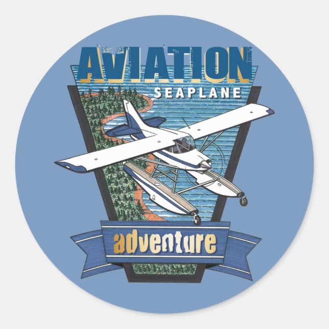 Seaplane Äventyr Runt Klistermärke (Framsida)