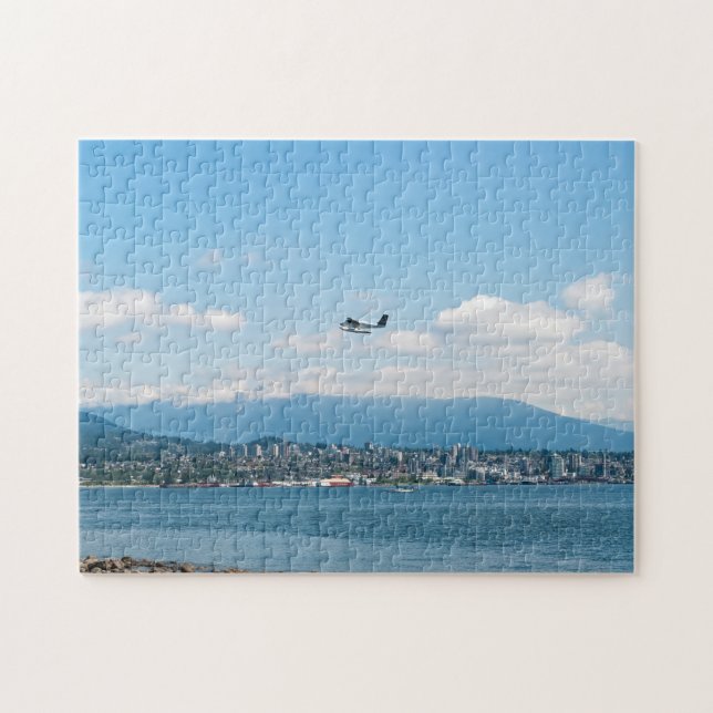 Seaplane som lyfter över Vancouver Bay Pussel (Horisontell)