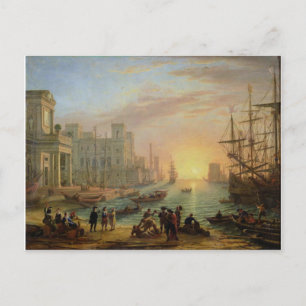 Seaport vid Sunset av Claude Lorrain Vykort