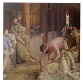 Searing the Rams (Australian Art) (Tom Roberts) Kakelplatta