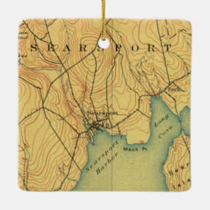 Searsport Maine Karta 1915 Julgransprydnad Keramik